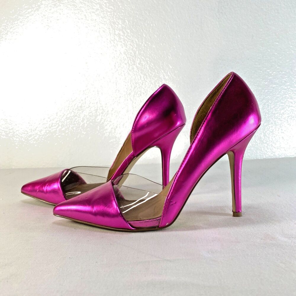 JustFab Electric Hot Pink Stiletto Heels Shoes 6.5 Teyla Formal Party Glam Dance